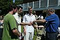 Runners up Main Boundary Thrust accepting their silver medals and vino